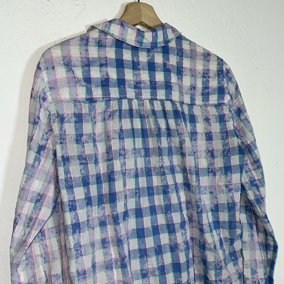Anthropologie Blue Plaid Long Sleeve Button Down Sz. M - Picture 5 of 7
